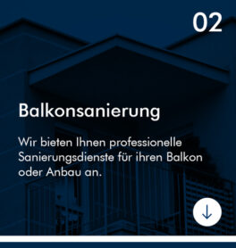 Balkonsanierung Beschreibung dunkel Balkonsanierung Beschreibung auf dunklem Hintergrund