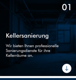 Kellersanierung Beschreibung auf dunklem Hintergrund